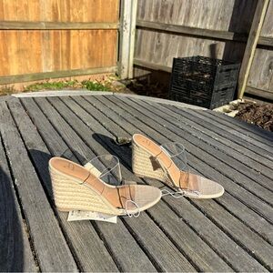 A New Day Womens Ansel Double Band Open Toe Wedge Heels size 6 spring summer